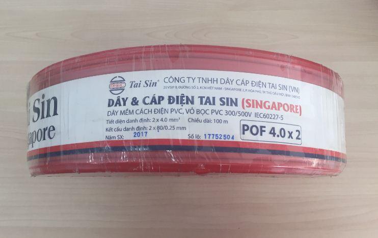 Dây điện đôi Taisin Singapore (Oval) - POF 2 x 4.0 (80/0.25)