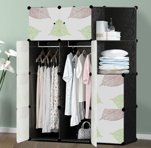 Tủ ghép 12 ngăn đen cửa lá