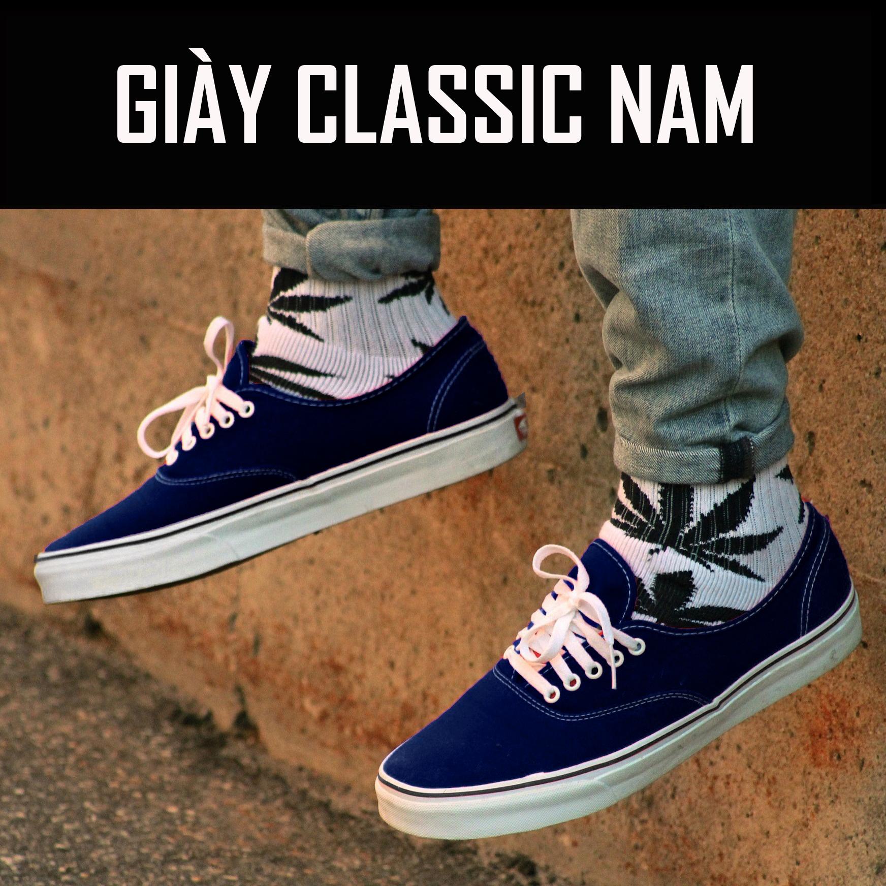 Giày Sneaker Vns Classic Nam Màu Xanh Đậm