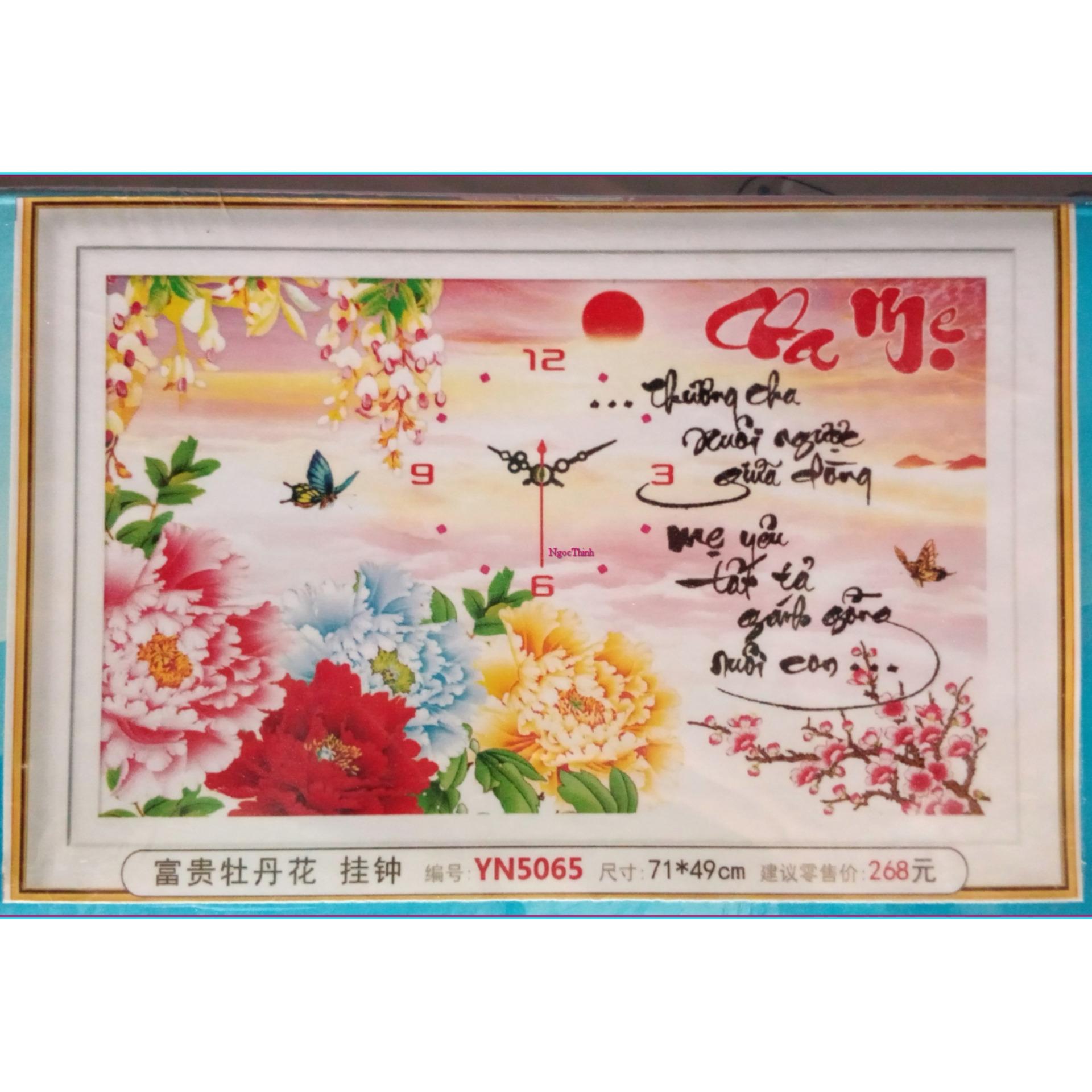 Tranh đính đá đồng hồ cha mẹ YN5065