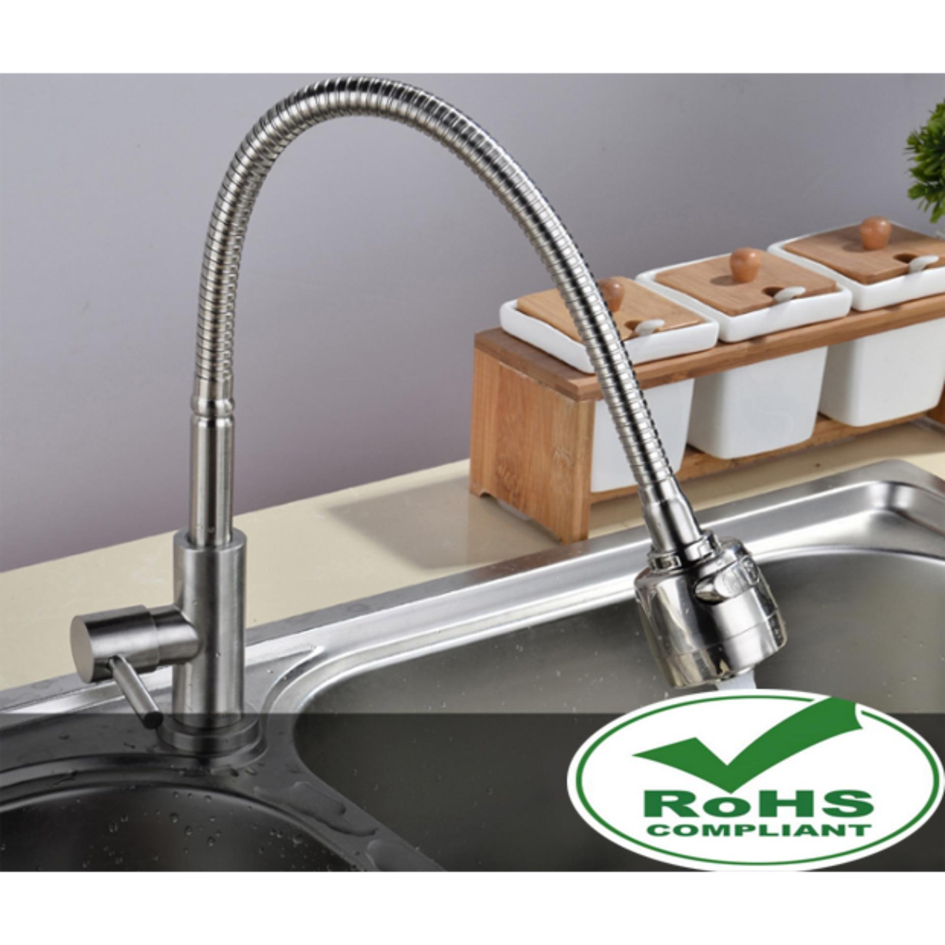Vòi rửa chén lạnh Inox SUS 304, cần lò xo 6002
