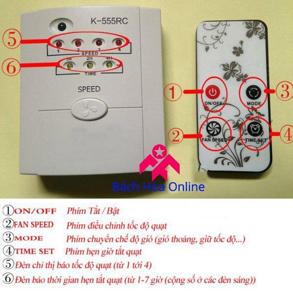 Công tắc điều khiển quạt trần K-555RC