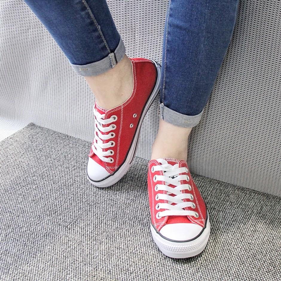 Giày Vải Nữ Sneaker CV Classic Cổ Thấp Đỏ Tươi