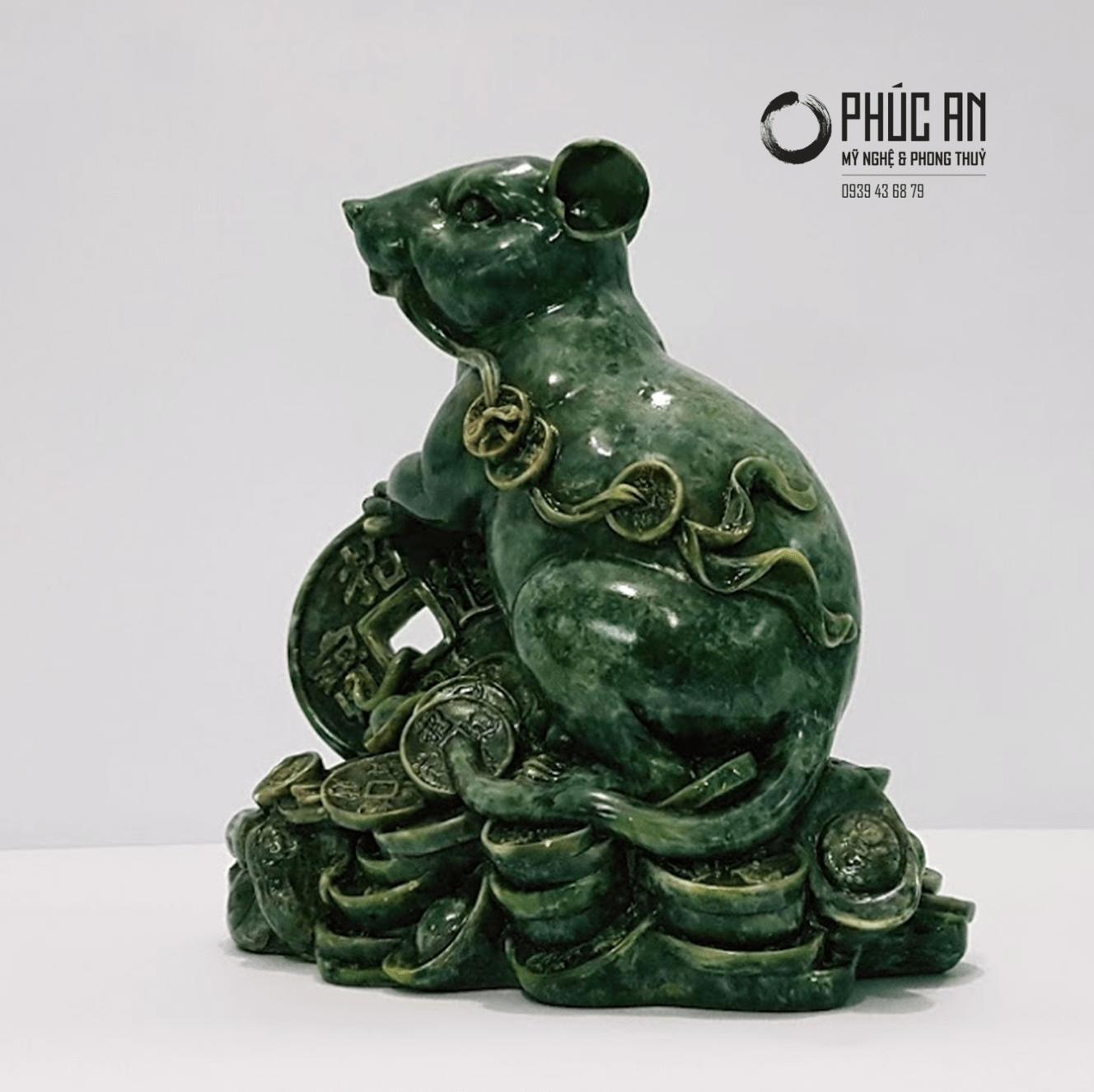 Tượng Đá 12 Con Giáp Phúc An - Tượng Đá Con Chuột (Tý) cao 17cm