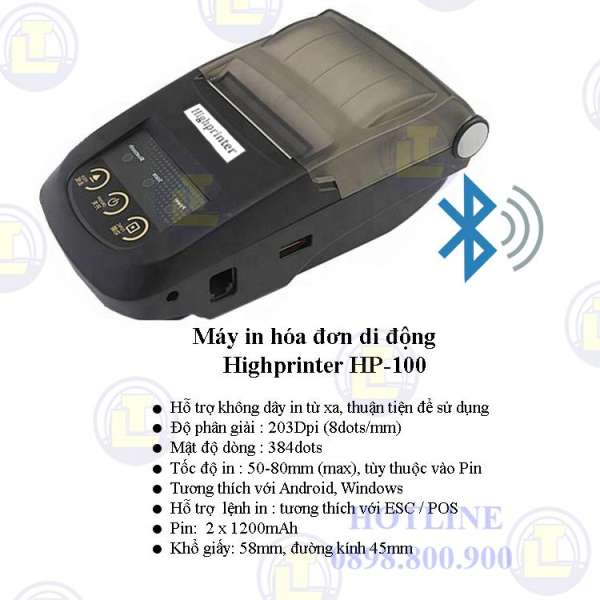 Máy in hóa đơn di động Highprinter HP-100