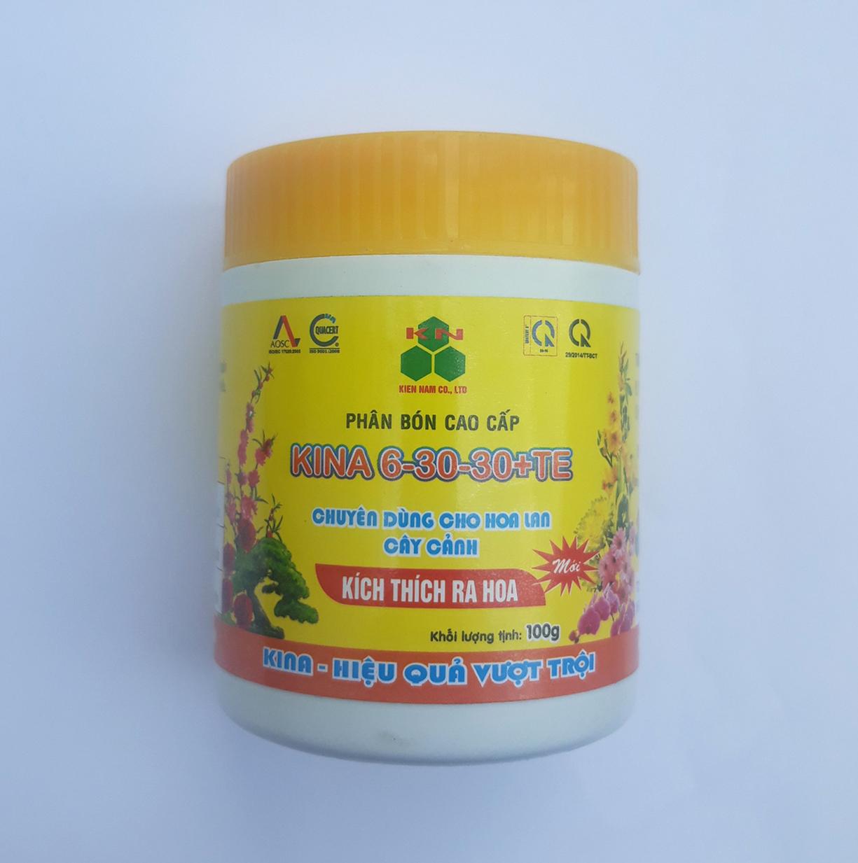 Phân bón cho lan kích thích ra hoa KINA 6-30-30 (100g/hủ)