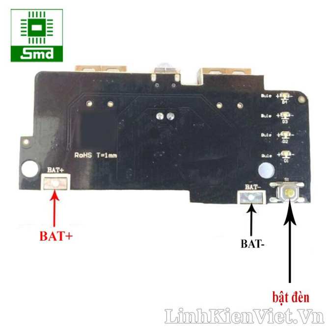 Mạch sạc dự phòng 2 cổng ra V1 Mạch sạc dự phòng 2 cổng ra V1