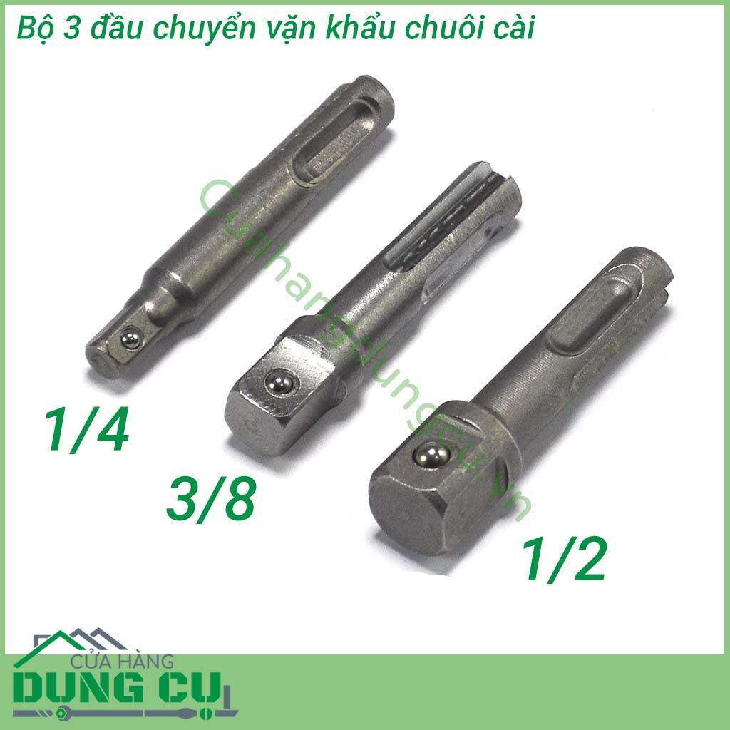 Bộ 3 đầu chuyển vặn khẩu máy khoan chuôi gài