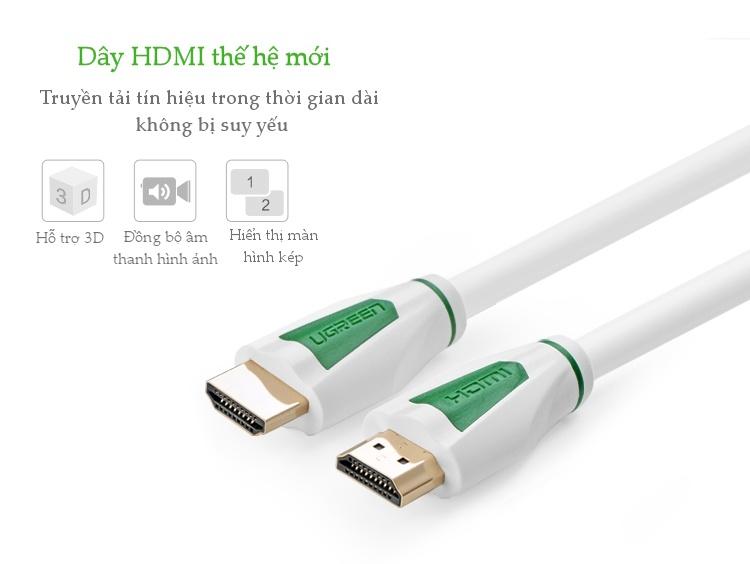 Dây cáp HDMI 2m 4K chuẩn 1.4 Ugreen 10456 (Trắng)