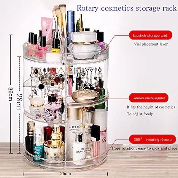 KHAY ĐỰNG MỸ PHẨM ĐA NĂNG XOAY 360 ĐỘ CHẤT LIỆU MICA TRONG SUỐT