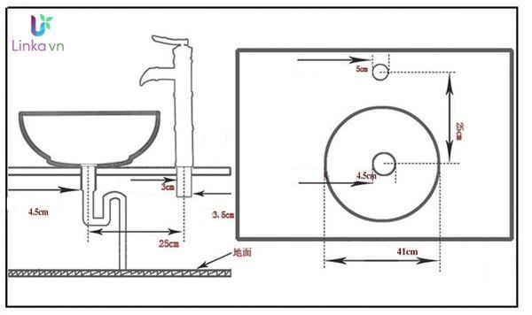 Chậu rửa lavabo gốm sứ cao cấp LAV0046 – Họa tiết hoa xanh mềm mại nhẹ nhàng