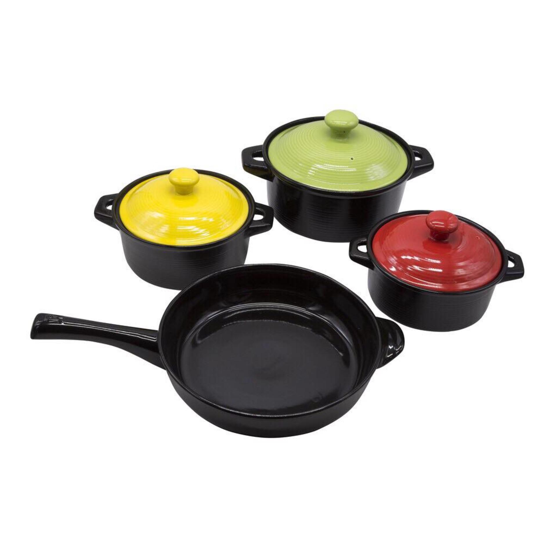 Bộ 3 Nồi Sứ Molise + 1 Chảo Tròn Cỡ Đại Phi 33cm Royalcooks - Nồi sứ NK Australia - Nồi sứ XK USA