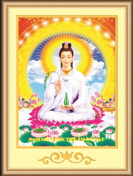 Tranh thêu chữ thập 3d Quan Âm áo tím chưa thêu
