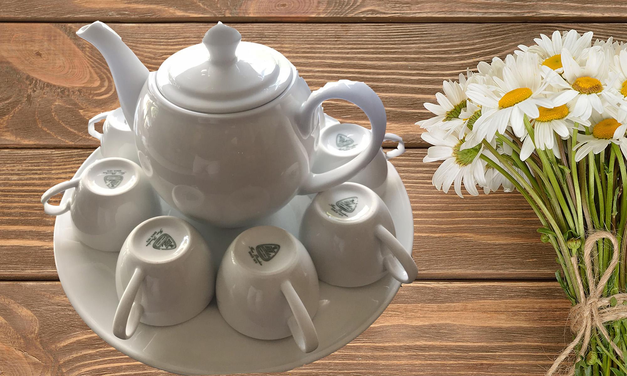 Bộ ấm trà 8 ly màu trắng gốm sứ cao cấp Việt Nam