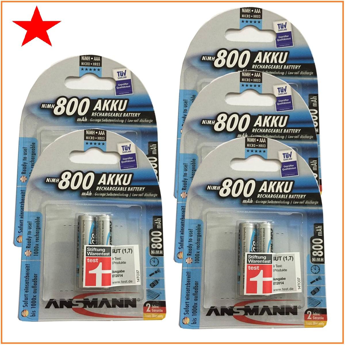 Combo 2 vỉ pin sạc đũa AAA Ansmann 800mAh (1 vỉ 2 viên) chính hãng