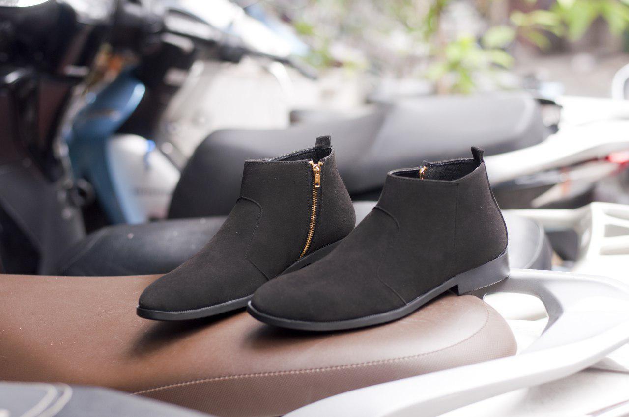 Giày chealsea boot nam kéo khóa đen buck CB521-DENBUCK ( L)