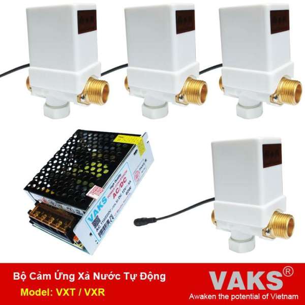 Combo 04 bộ xả nước cảm ứng tự động cho bồn tiểu nam VAKS - VXT + 01 nguồn điện 12V,5A