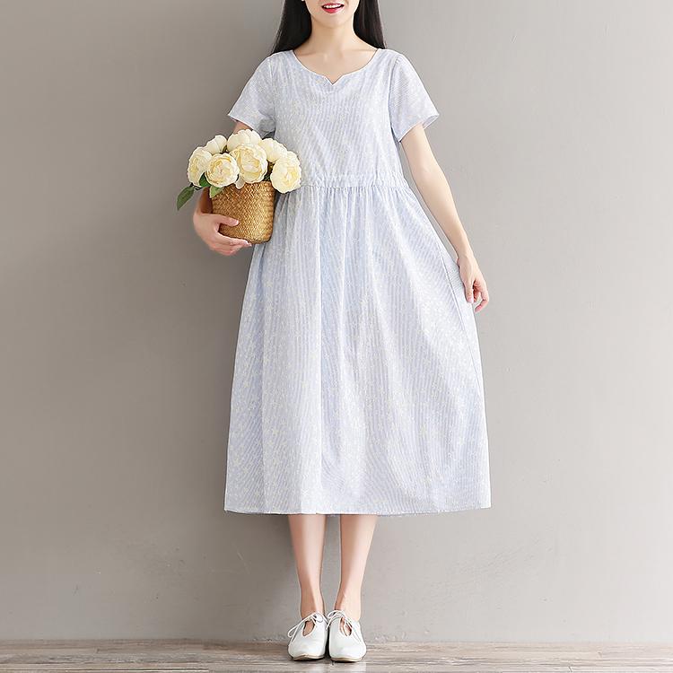 Đầm bầu công sở kẻ sọc dáng dài
