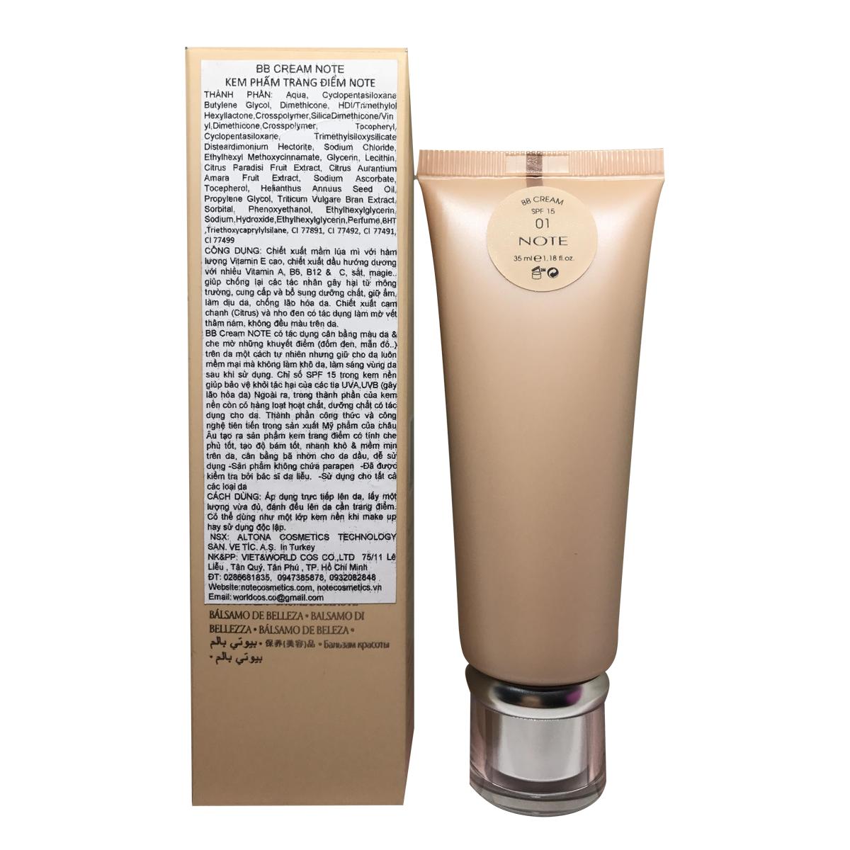 [HCM]Kem phấn trang điểm NOTE BB Cream 35ml (Màu Sáng)