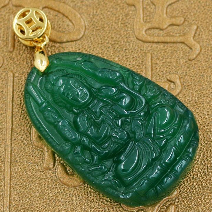 Mặt Phật Thiên Thủ Thiên Nhãn thạch anh xanh 3.6 cm