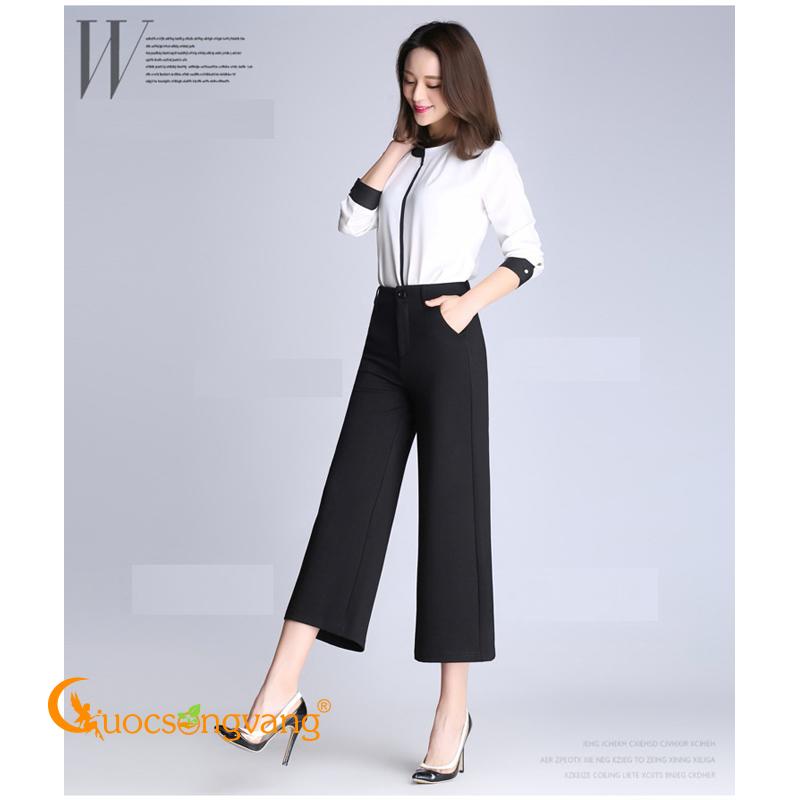 Quần nữ công sở quần ống đứng lưng cao nữ GLQ077
