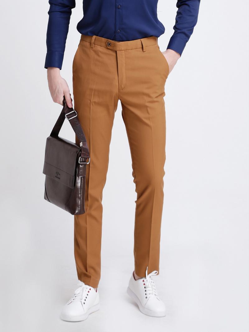 Quần Âu Nam Vải Chéo cao cấp Màu Vàng Nâu