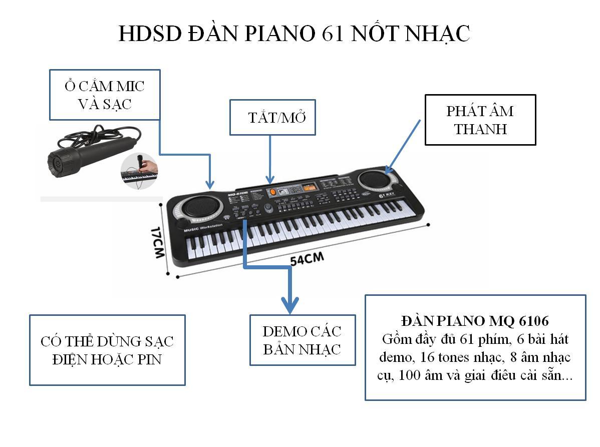 Bộ đàn Organ 61 phím MQ-6106 có Micro dành cho trẻ em