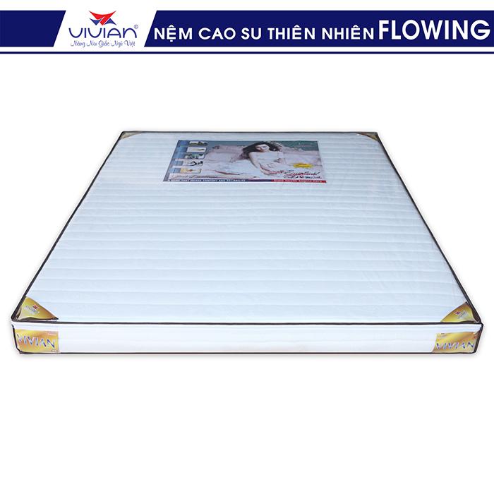 Nệm Cao Su Thiên Nhiên FLOWING Vivian (1.0-1.2-1.4-1.6-1.8m x 2.0m x 12 cm) - Vải Đan Mạch Nền Trắng Hoa Văn Ngẫu Nhiên