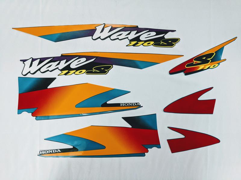Bộ tem dán xe máy xe Wave thái 110S, tem 3 lớp cao cấp (màu cam)