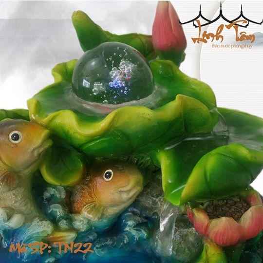 Thác nước phong thủy để bàn Cá Chép vượt vũ môn