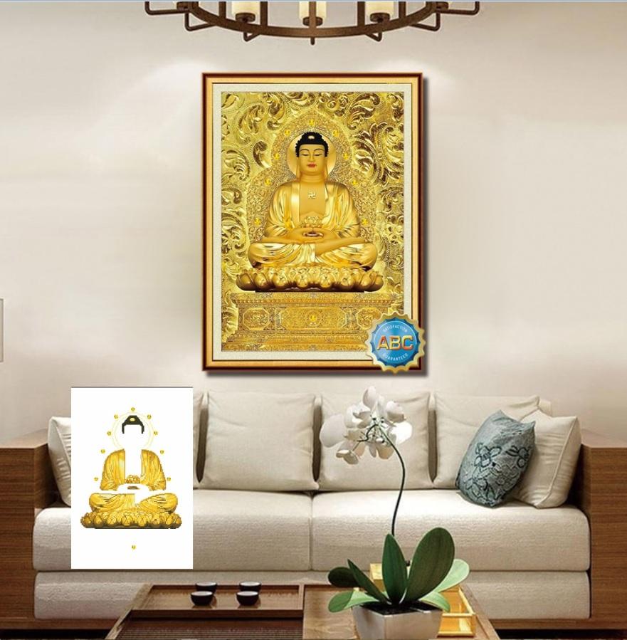 Tranh gắn đá phật tổ ngồi niết bài y8094 70x50cm