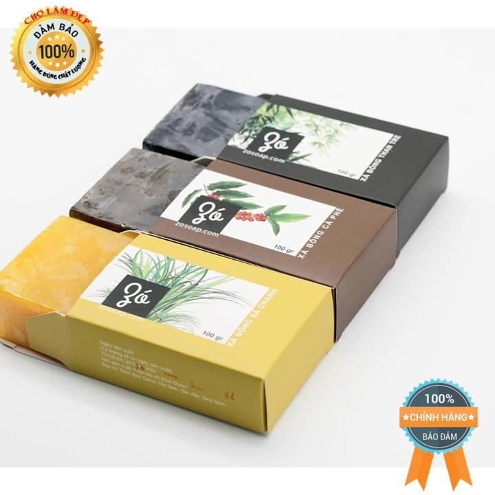 Combo 3 hộp xà bông gió 100g - xà bông tắm thảo dược vị cà phê - sả chanh - than tre