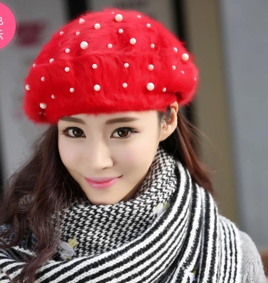 [HCM]Mũ beret nữ lông thỏ thời trang Hàn Quốc