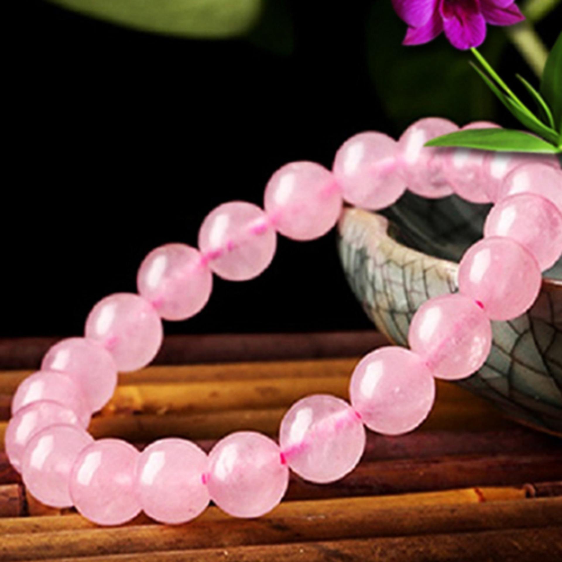 [HCM]Vòng tay đá thạch anh hồng phấn 10ly HN24