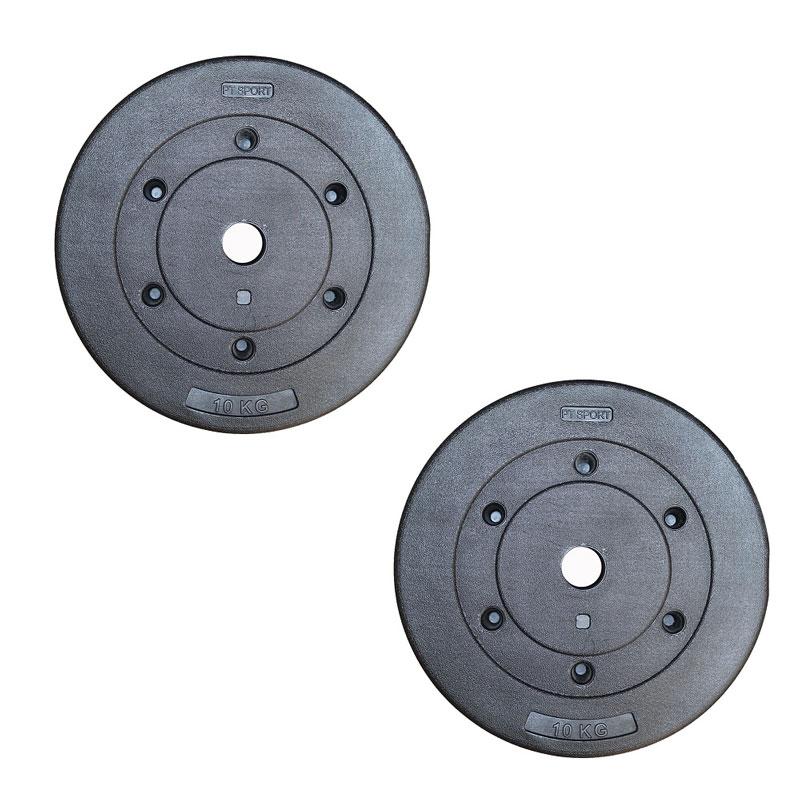 Bộ 2 tạ miếng nhựa đen Reefit 10kg có ruột phi 27 (gồm 2 miếng 10kg)