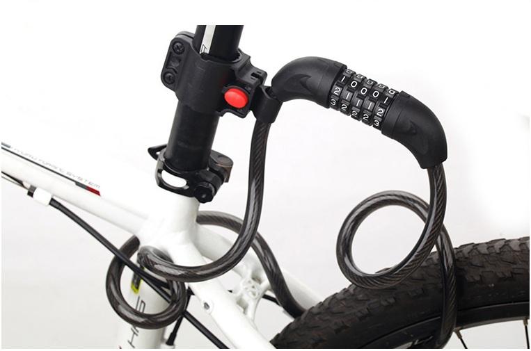 Khóa dây xe đạp 5 số dài 1.2m đổi được mã