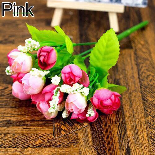 Hoa giả -1 Cành hoa hồng tỉ muội 15 bông tuyệt đẹp trang trí nội thất, cửa hàng, khách sạn, tiệc cưới