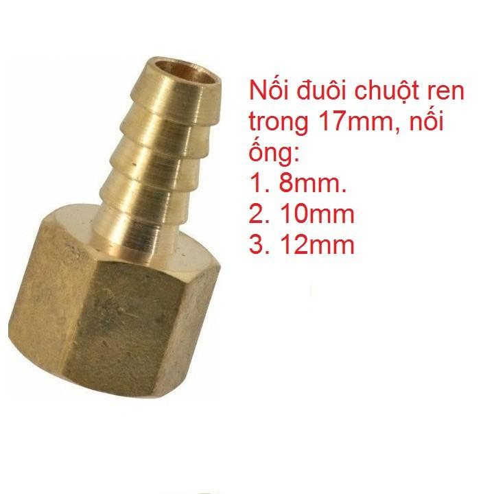 Nối co đuôi chuột ren trong 17mm, đầu ra nối ống 10mm
