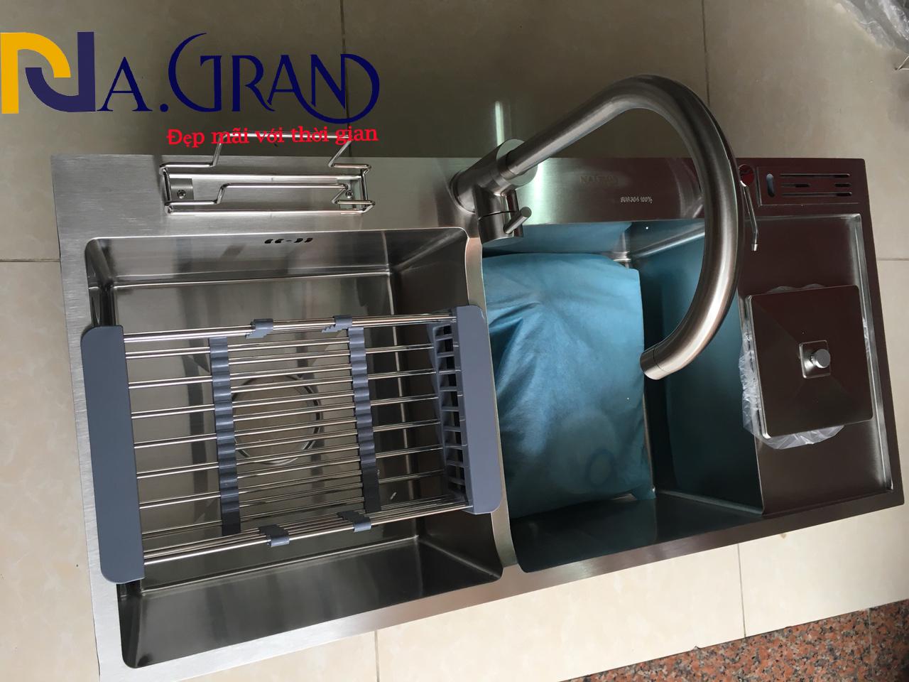 Chậu Rửa Chén Bát INOX 304 Cao Cấp N3 10048 NA.GRAND Tặng Rổ Đa Năng và Bộ Xả Chậu