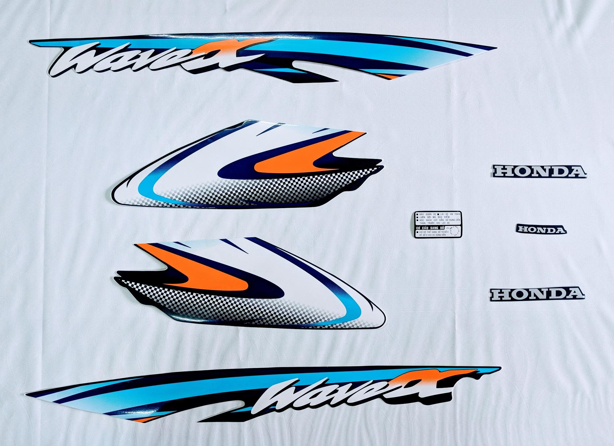 Bộ tem dán xe máy wave anpha lốc bạc (màu xanh dương đậm)