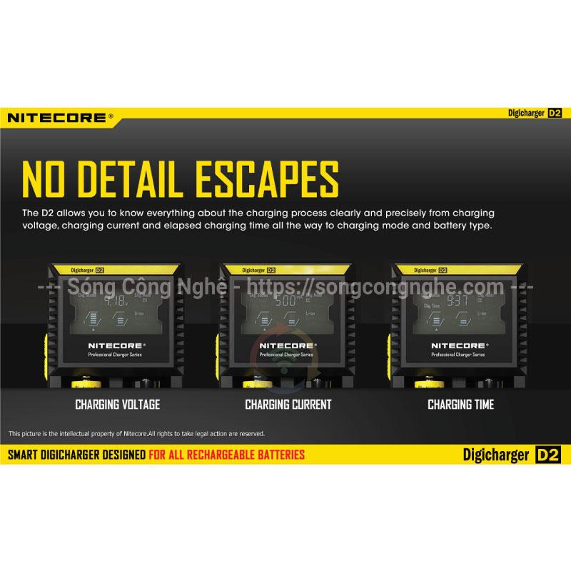 Bộ sạc thông minh 2 pin NiteCore DigiCharger D2