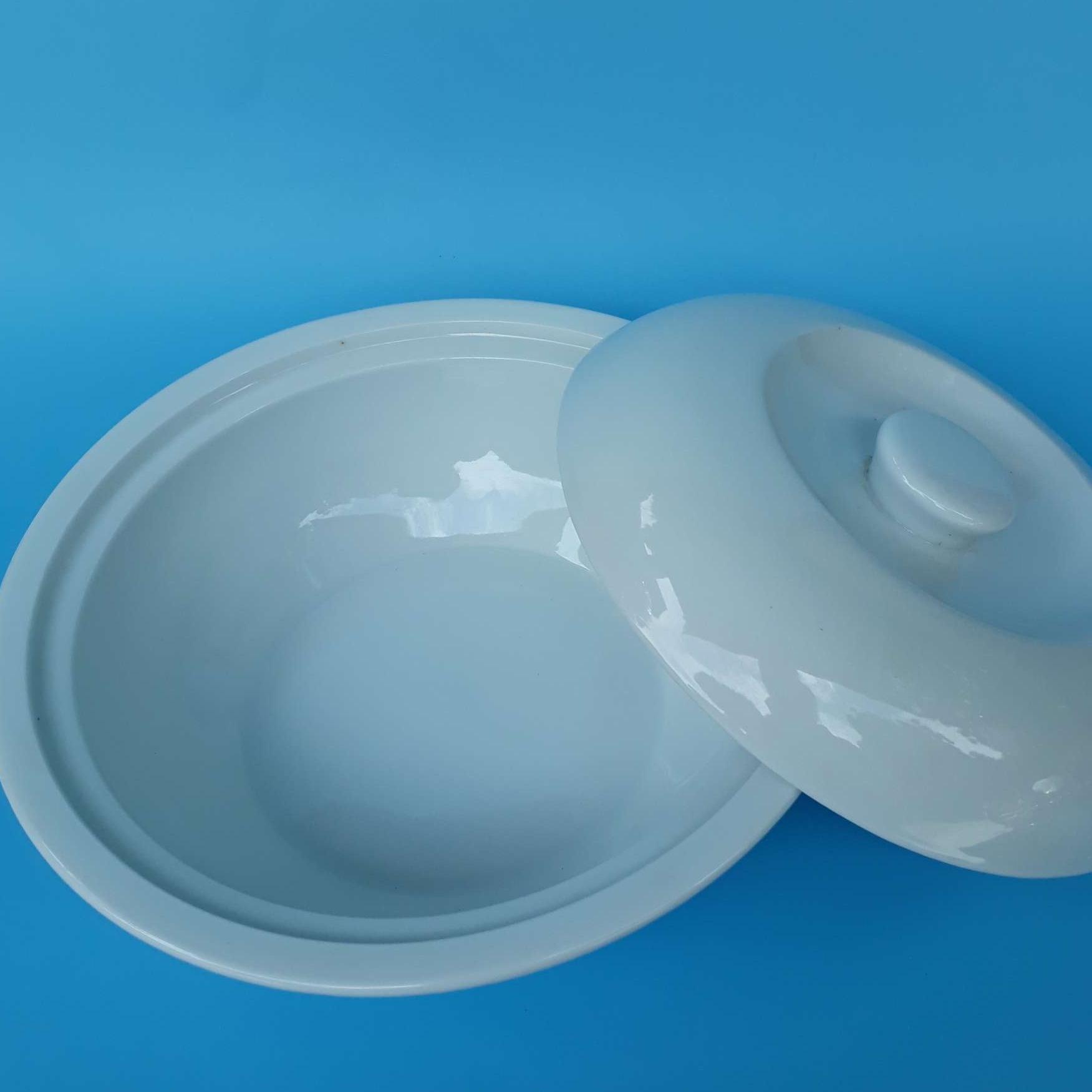 Thố sứ - Âu cơm sứ Hải Dương  có nắp ( Trắng)