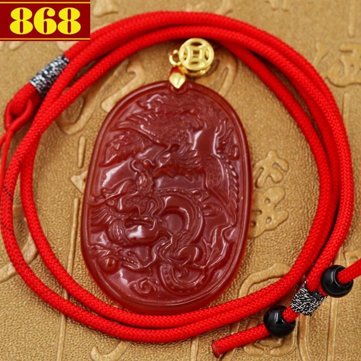 Vòng cổ Ngọc bội Long phượng thạch anh đỏ