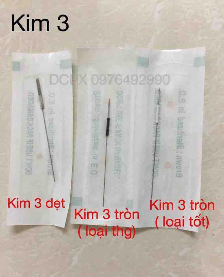 [HCM]Kim 3 tròn 0.35 - Kim phun xăm thẩm mỹ (gói 100 kim)  ( Dụng cụ phun xăm thẩm mỹ )