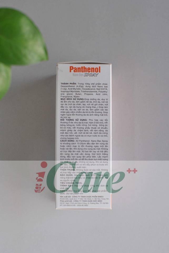 XỊT BỎNG PANTHENOL NANO BẠC SPRAY 130GR