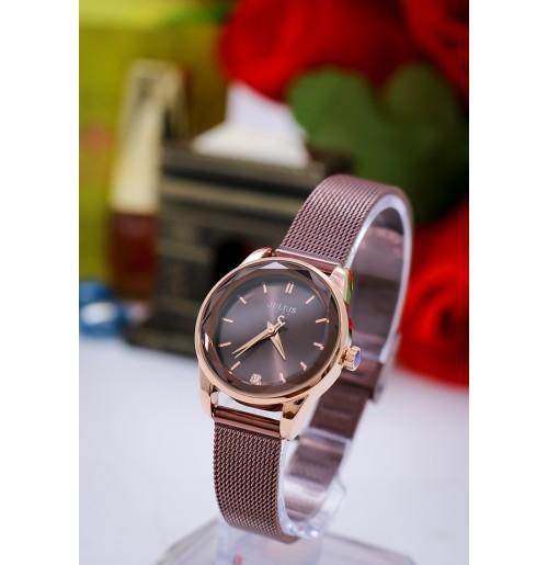 ĐỒNG HỒ NỮ JULIUS HÀN QUỐC DÂY THÉP JA-1040 (NÂU)