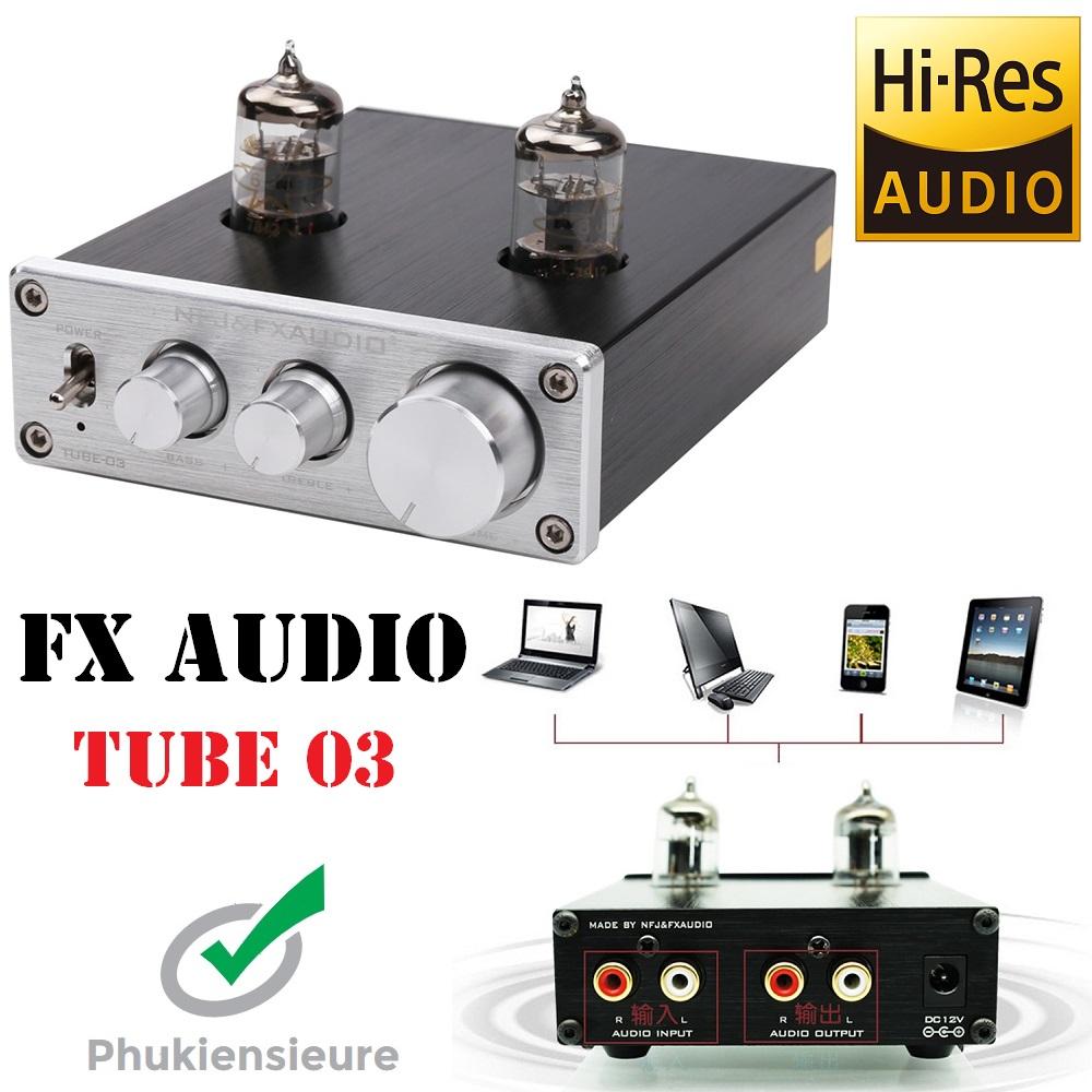 Fx audio tube-03 6j1 preamplifier đèn, chỉnh bass-treble + kèm dây quang âm thanh mạ vàng 1.5m