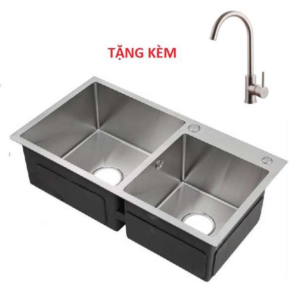 Chậu rửa bát inox 304  ( 72cm x 43cm)- tặng kèm vòi nóng lạnh inox 304