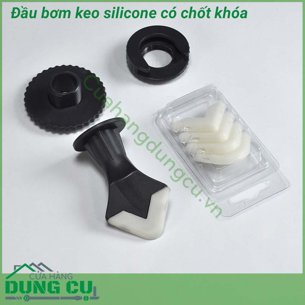 Bộ đầu bơm silicone có chốt giữ