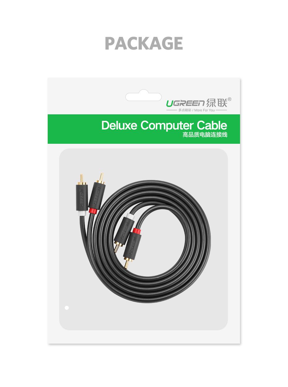 Dây AV 2 đầu RCA (dương) ra 2 dầu RCA (dương) Ugreen 1.5M